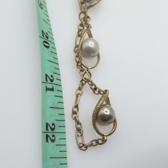 Lia Sophia Gold and Silver Long Necklace with Pearlescent Charms - Picture 6 of 6